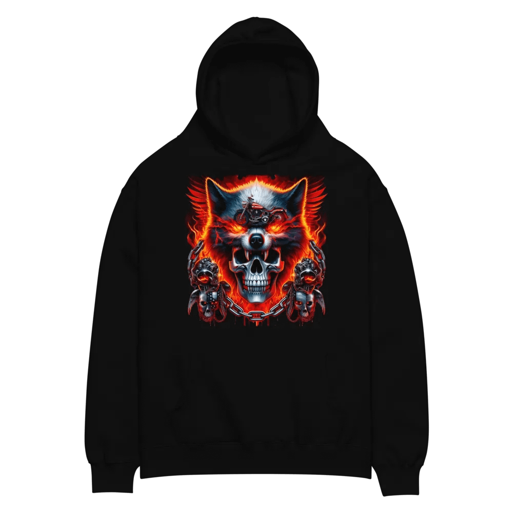 Rebellious Wolf Skull Oversized Hoodie #18 product image (2)