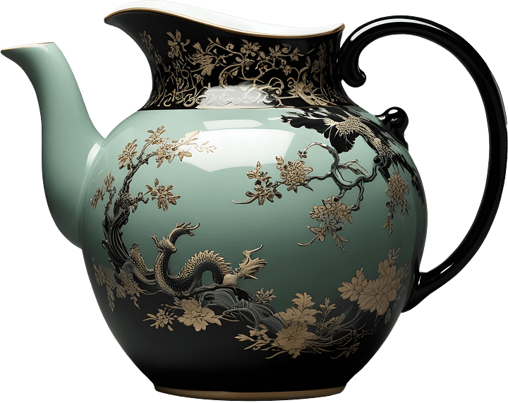Chinese Porcelain Teapot – Majestic Dragon Motif PNG product image (1)
