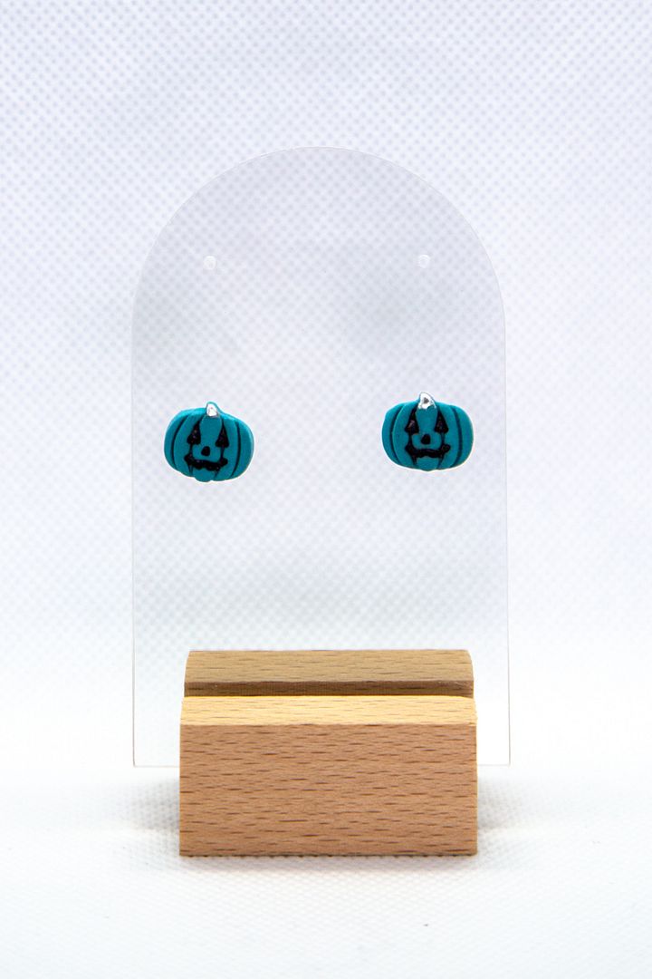 Teal Jack'o'lantern Studs product image (2)
