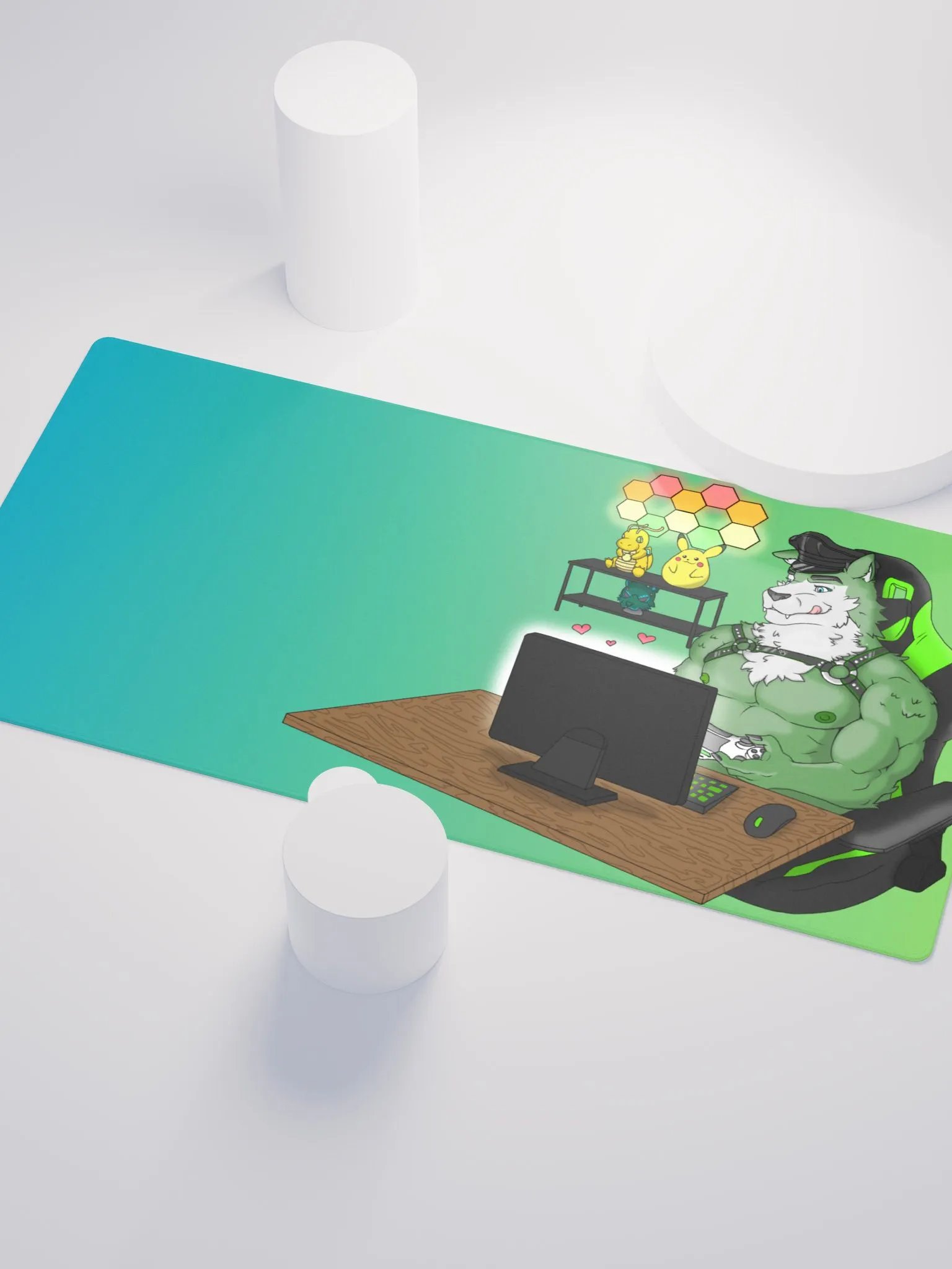 Cozy Wolf Dad Gaming Mouse Pad (Green / Right) product image (3)