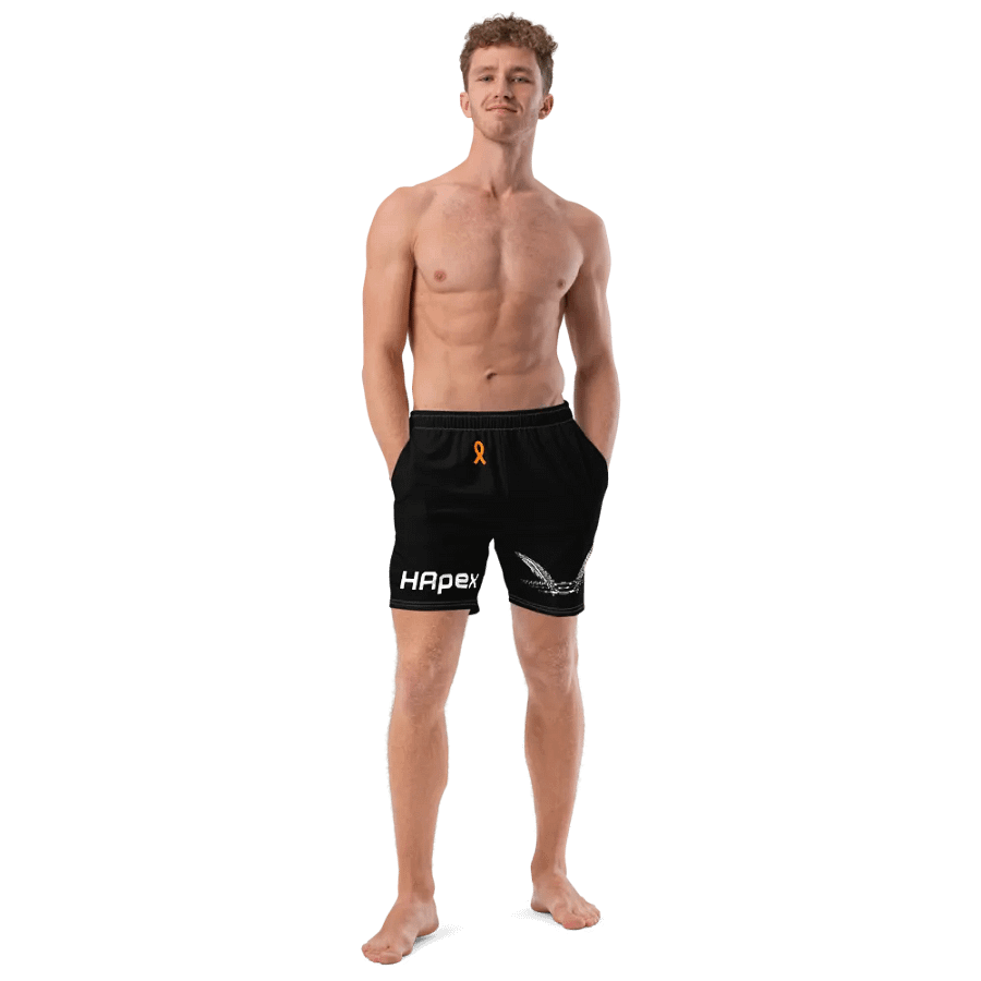 White HApex Gear White Logo Cancer Awareness Orange Ribbon. Black Swim Trunks product image (10)