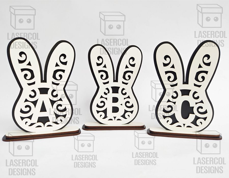 Easter Bunny Monogram Set 3 (3 Sizes) - Laser Cut Files product image (2)