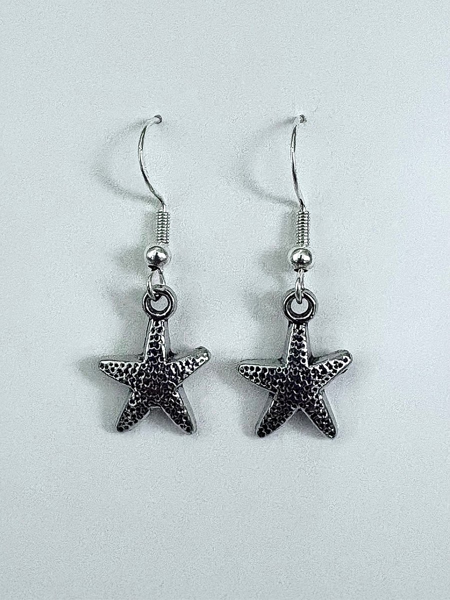 Handmade Silver-Tone Metallic Starfish Earrings | Style 2 | Monique Faella Designs™ | MFD-00097 & MFD-00117 product image (1)