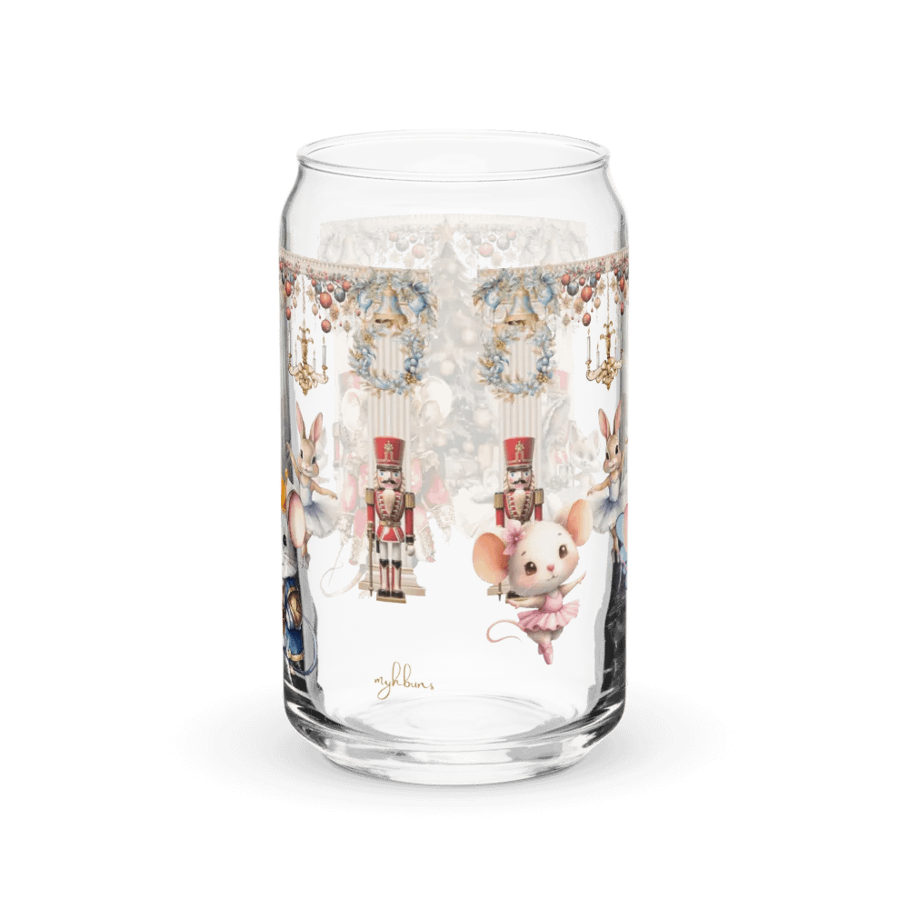 The Enchanted Nutcracker Ballet Glass Can Tumbler | 16oz BPA-Free Sipper with Bamboo Lid & Straw | Ballet-Themed Christmas Drinkware product image (8)