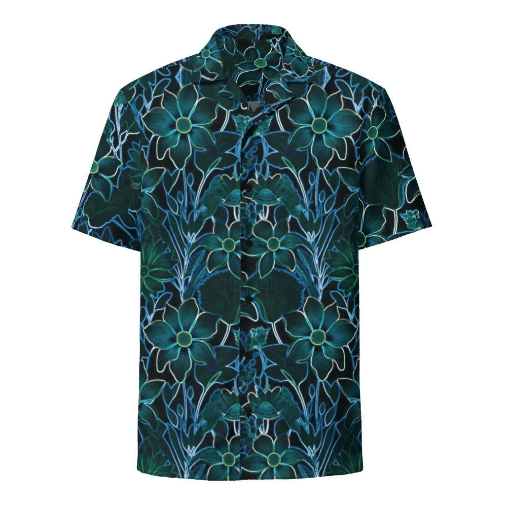 Trippy Floral in Teal and Blue/ Hawaiian Shirt by Sublicolor product image (4)