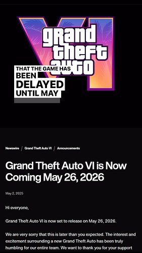 GTA 6 is OFFICIALLY DELAYED 😮 are you cool with the delay? #gta6 #grandtheftauto6 #gta #grandtheftauto