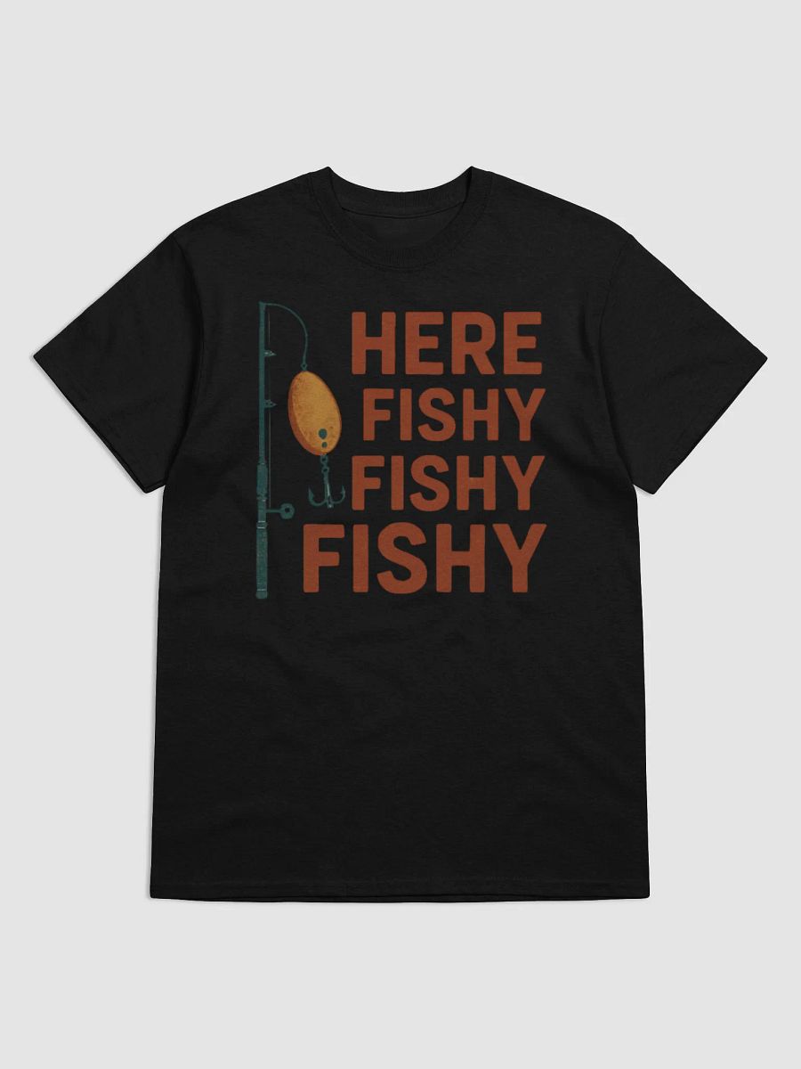 Here Fishy Fishy Fishy Vintage Funny Fishing T-Shirt – Retro Angler Humor Tee product image (1)