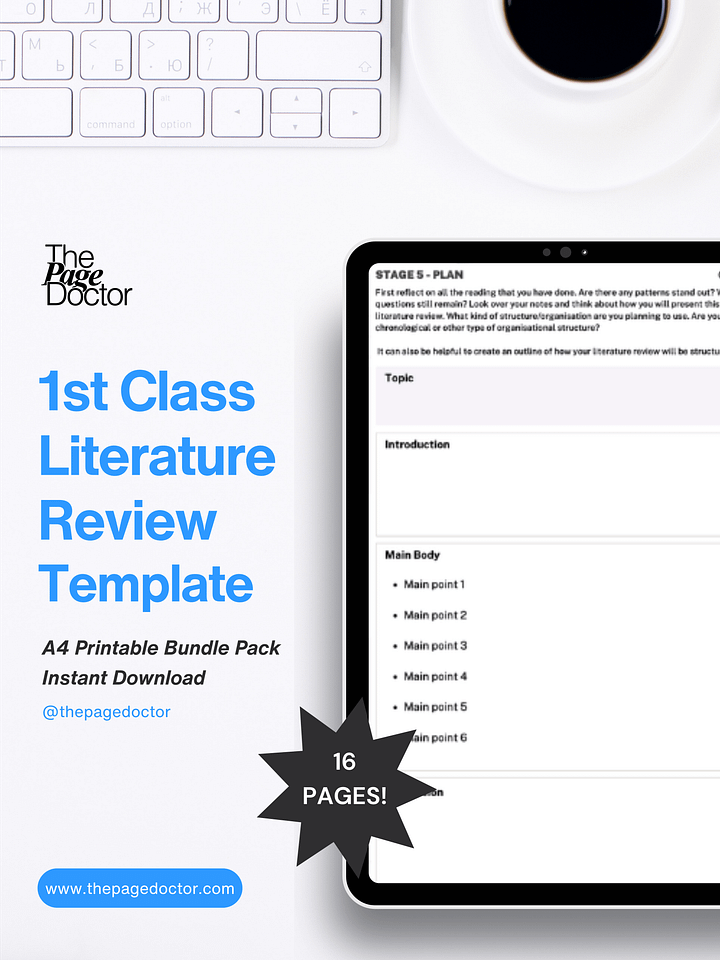 1st Class Literature Review Step-by-Step Template product image (1)