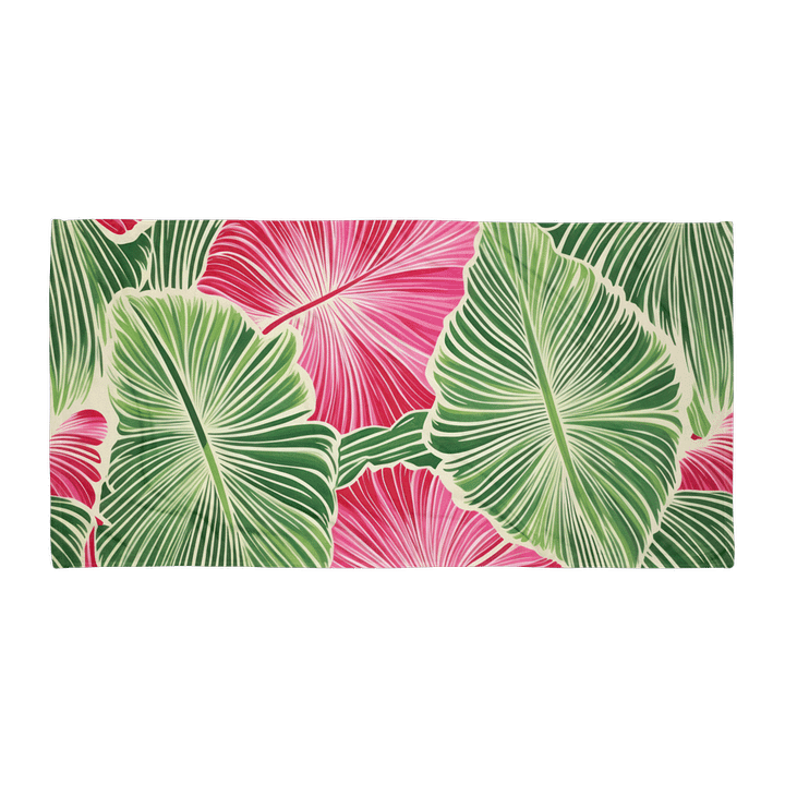 TROPICAL LEAF BEACH TOWEL – 30"x60", COTTON TERRY BACK, ISLAND-INSPIRED BOTANICAL PRINT product image (1)