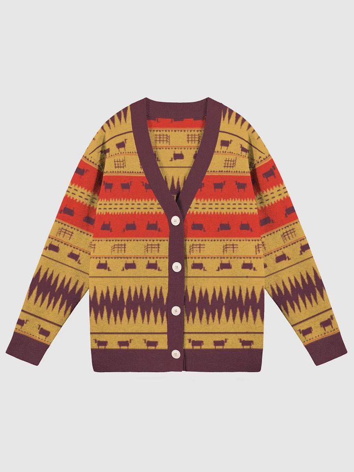 Vibrant Unisex Jacquard Knit Cardigan with Geometric Patterns - Classic Fit & Easy Care product image (1)