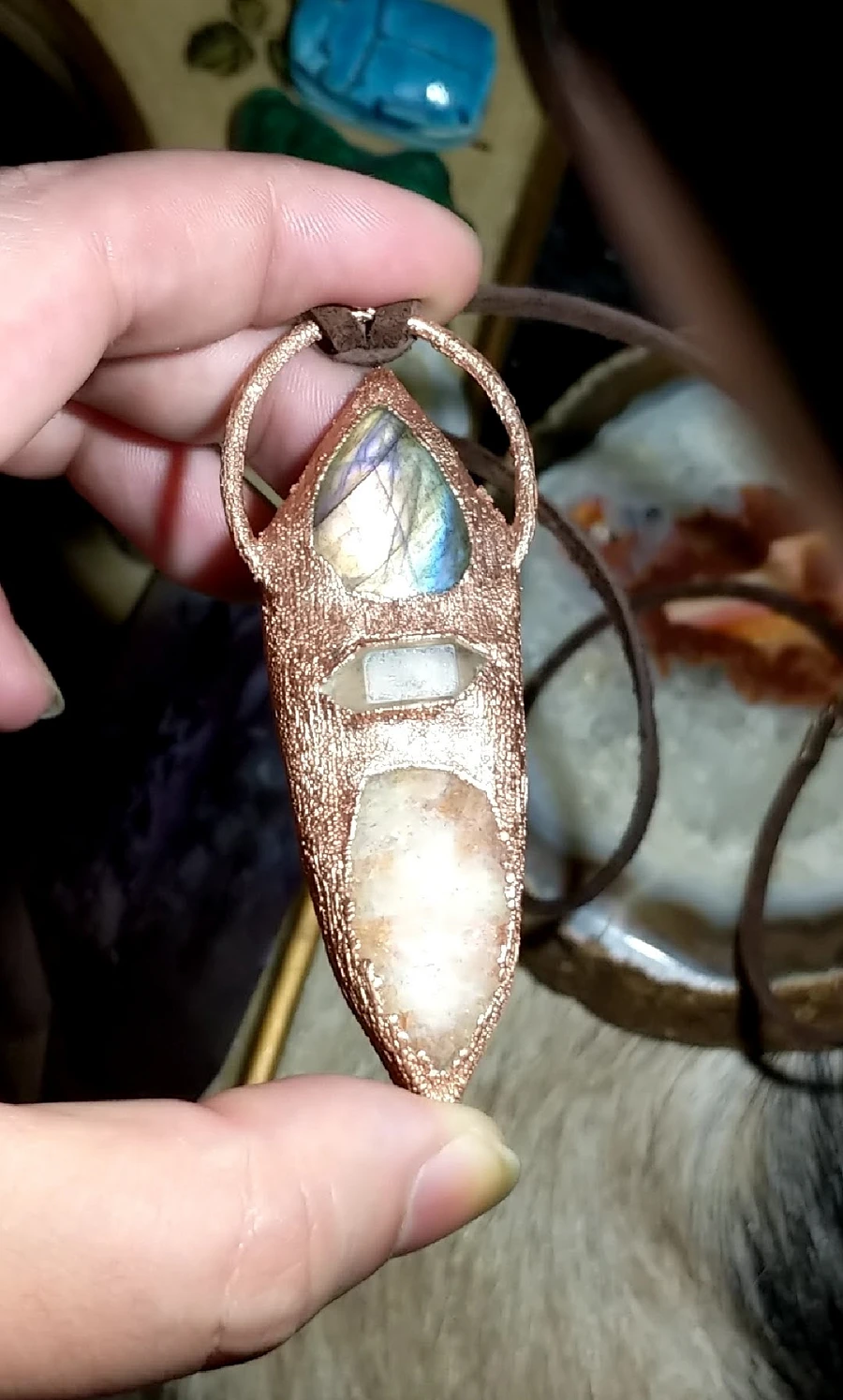 Labradorite, Quartz, Sunstone & Ocean Jasper Amulet product image (3)