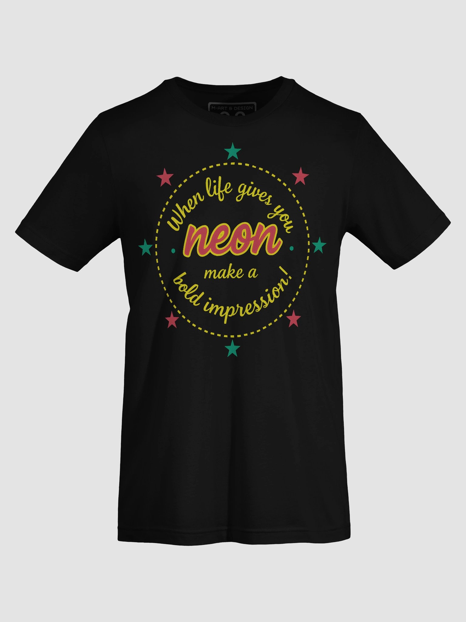 Bold Neon Circle – Motivational Shirt Art with Stars & Cursive Typography product image (63)