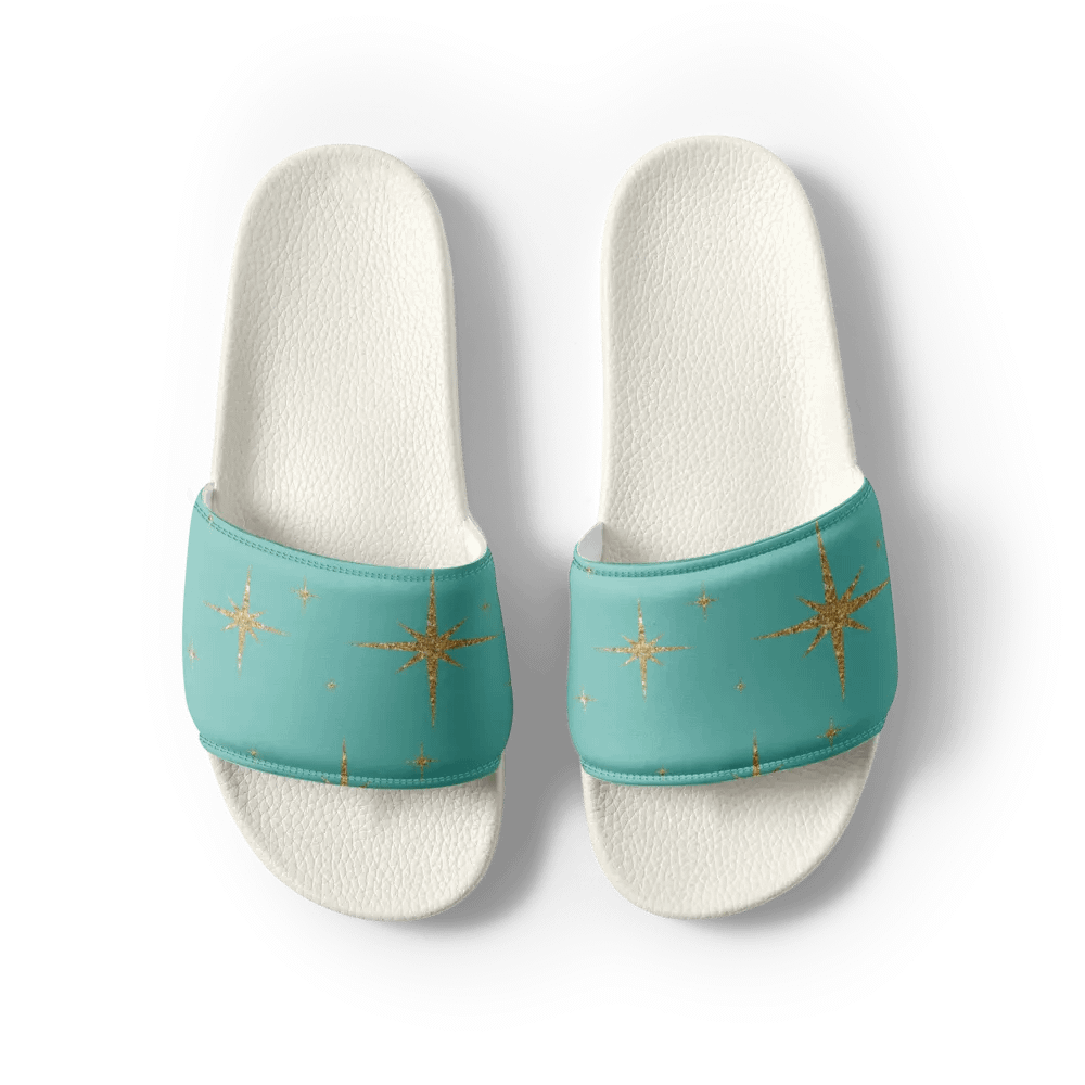 REAL Women's Slides - Teal with Gold Stars product image (5)