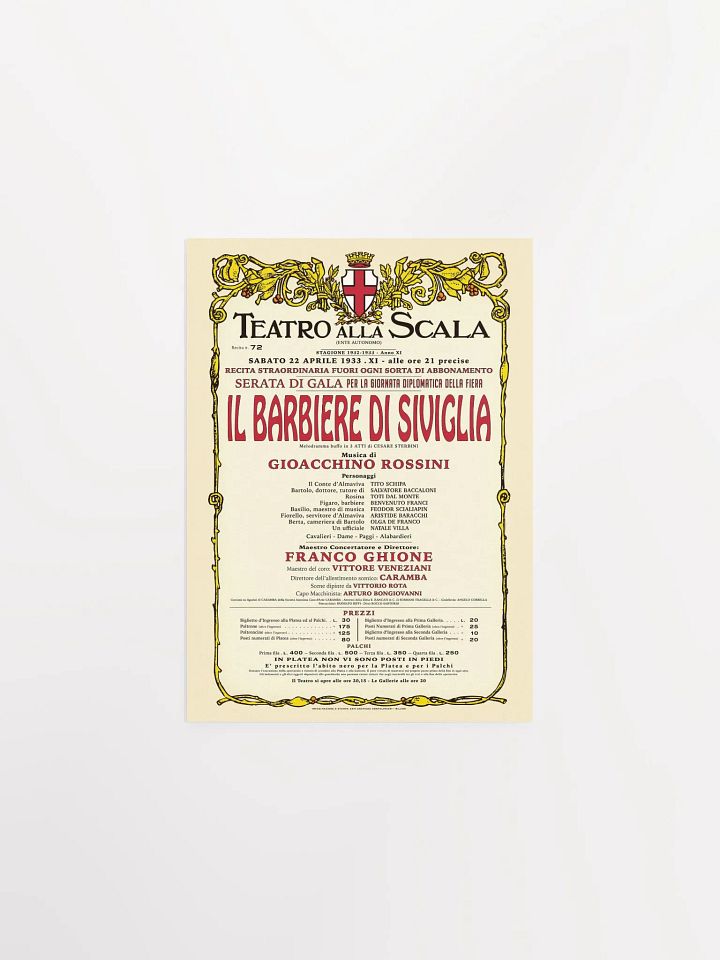 Vintage-Style La Scala Barber of Seville Opera Poster product image (2)