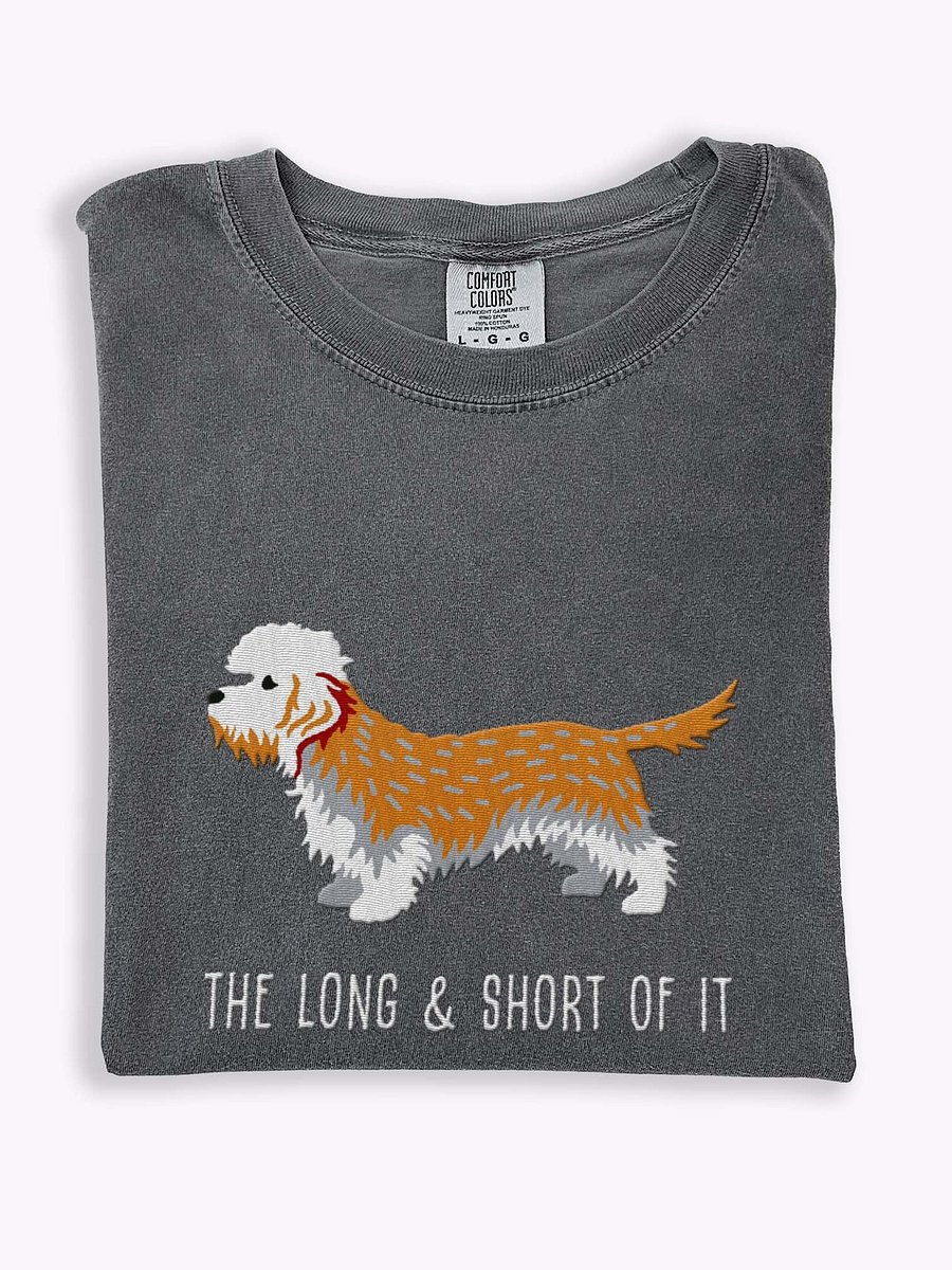 The Long and Short of It T-Shirt(Embroidered) of a Dandie Dinmont Terrier(Mustard) product image (1)