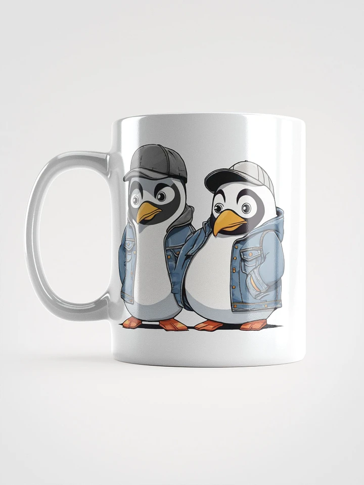 2 penguins wearing a denim jacket and hats product image (1)