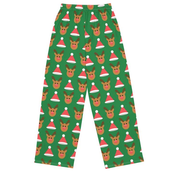 Festive Fusion Reindeer & Santa Hats Wide-Leg Pants product image (2)
