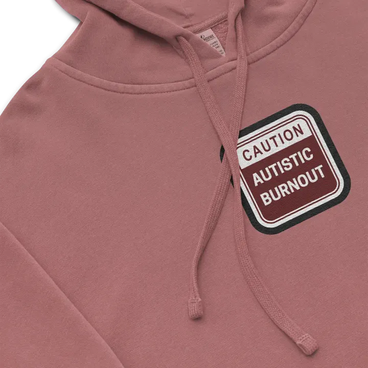 CAUTION: ASD BURNOUT embroidered pigment hoodie (maroon bubble design 2) product image (1)