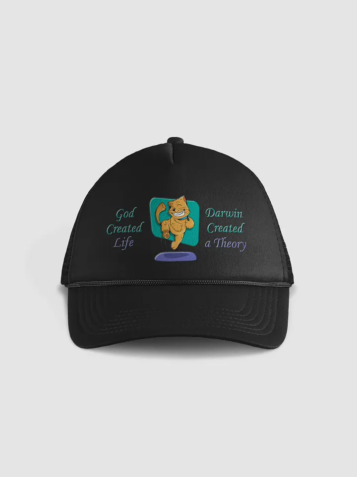 God and Darwin Cat Dance Trucker Hat product image (1)