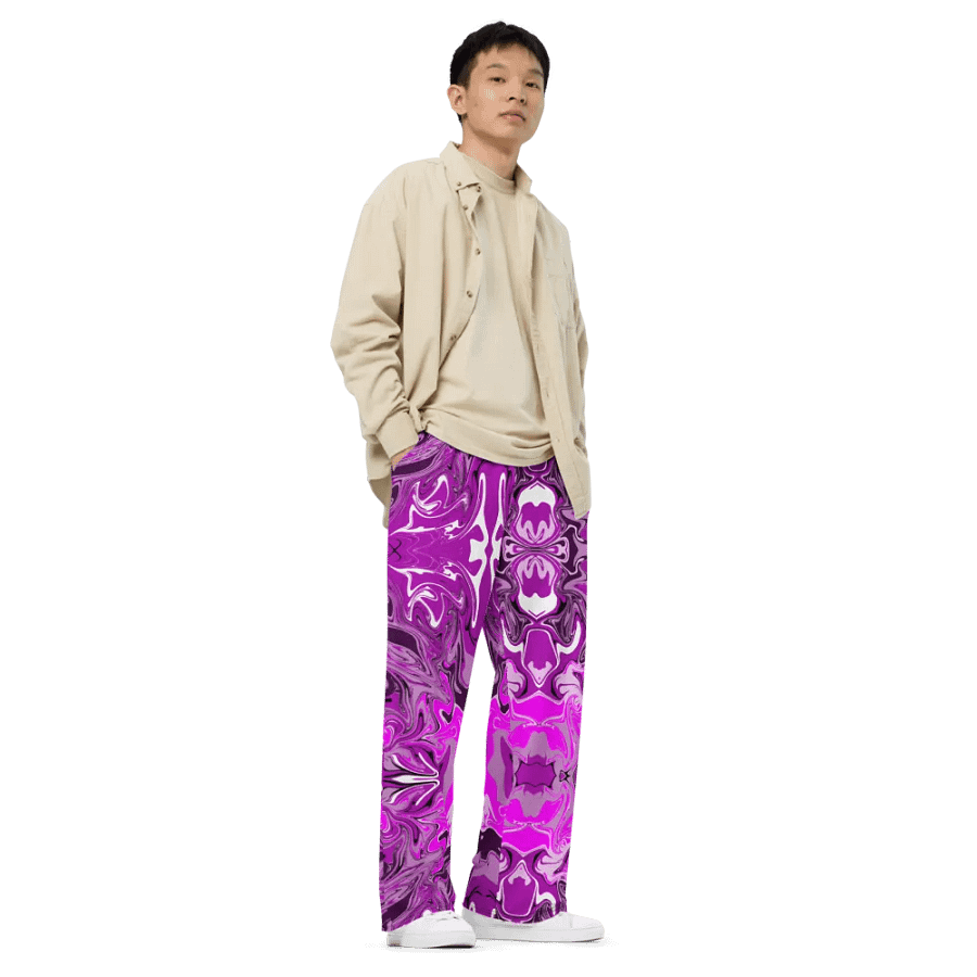 Pink Swirl Unisex Wide Leg Bottoms product image (3)