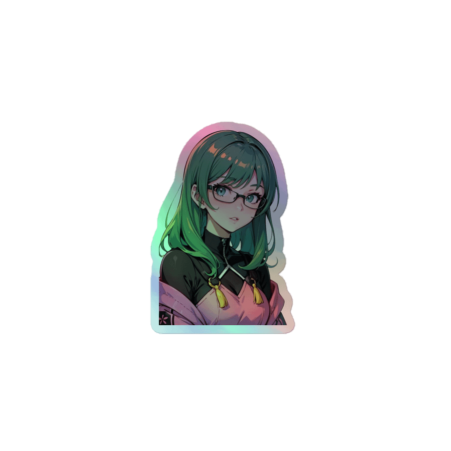 (GREEN WAIFU) HOLOGRAPHIC" STICKERS product image (1)