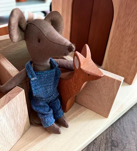 Just finished up a pair of overalls for this little guy. We bought Mochi a horse stable for his birthday. The stable, of cour...