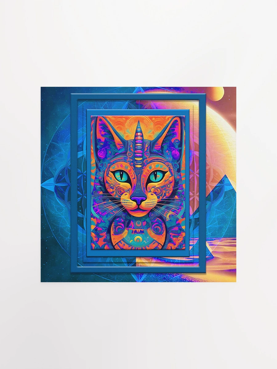 Space Cat Blue Orange Square Poster product image (3)