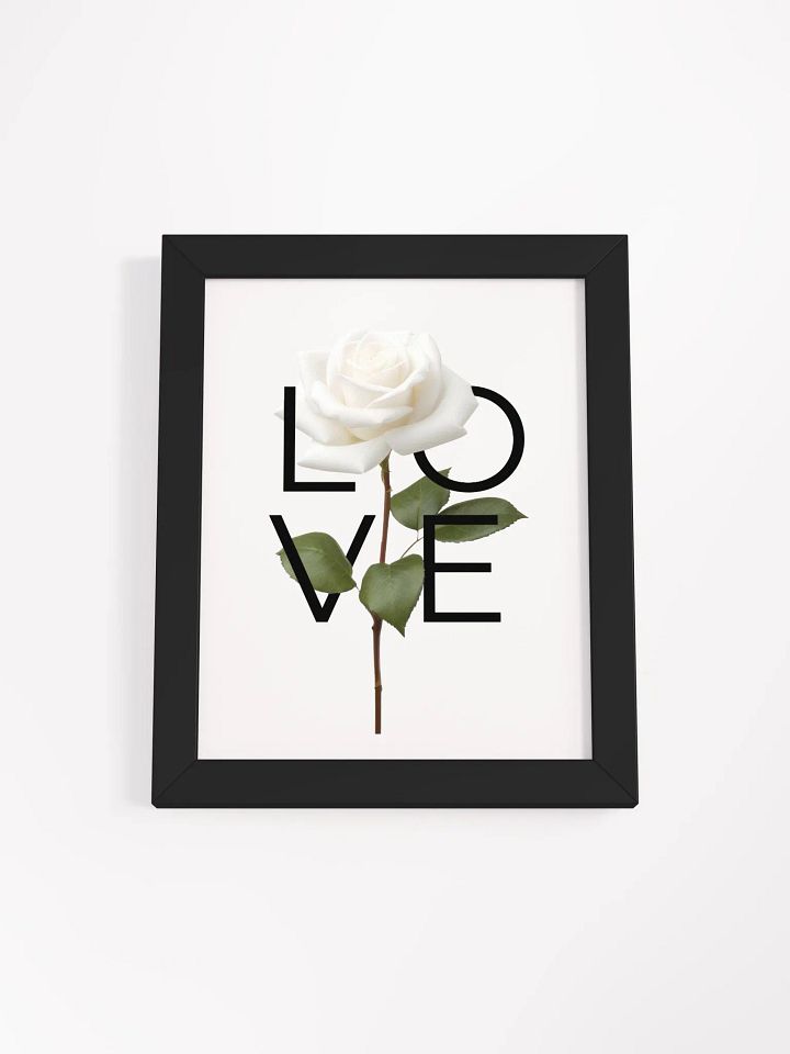 'LOVE' White Rose Framed Matte Poster product image (1)