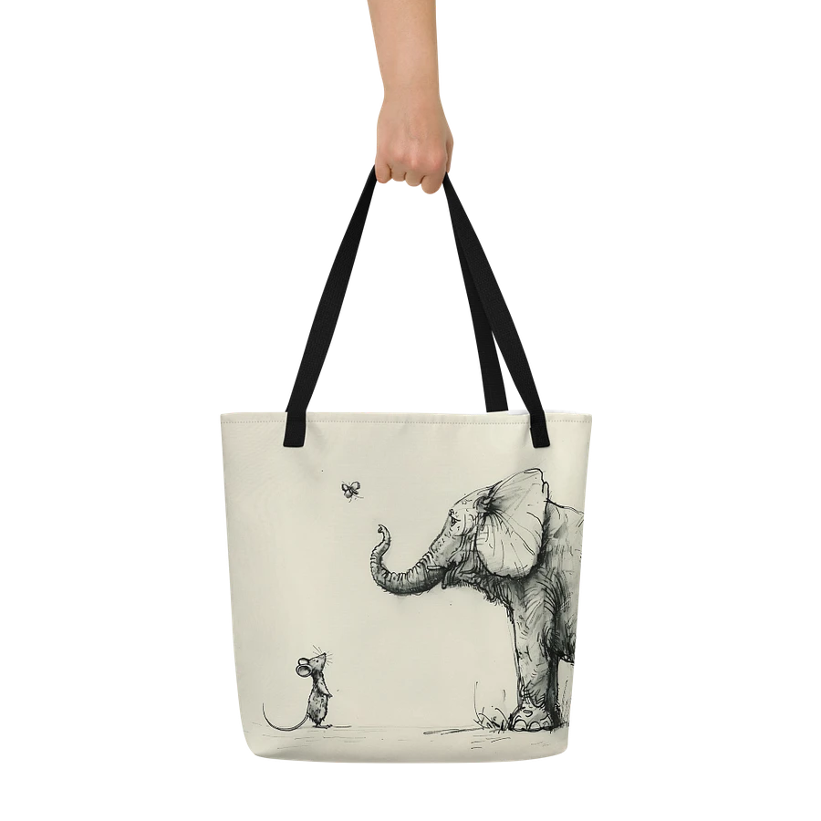 Tote Bag: Mouse and Elephant Unexpected Friendship Enjoy the Simple Moments Minimalist Design product image (6)