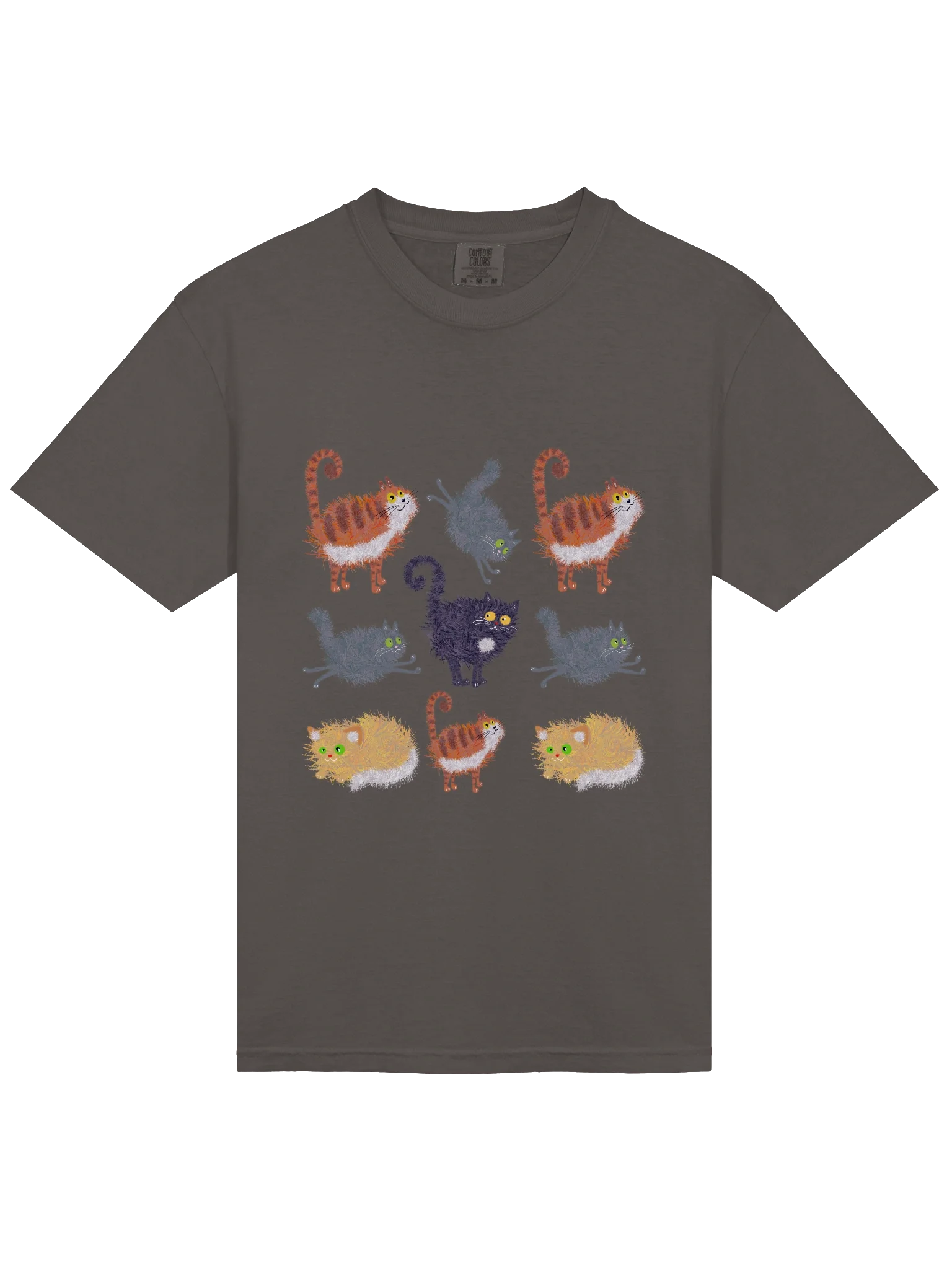 Funny Cat Pattern T-Shirt – Relaxed Fit Heavyweight Unisex Cotton T-Shirt product image (10)