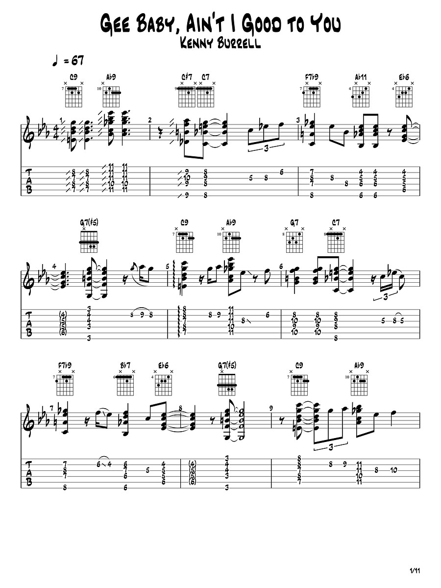 (Transcription GP) Gee Baby, Ain't I Good to You - Kenny Burrell product image (2)