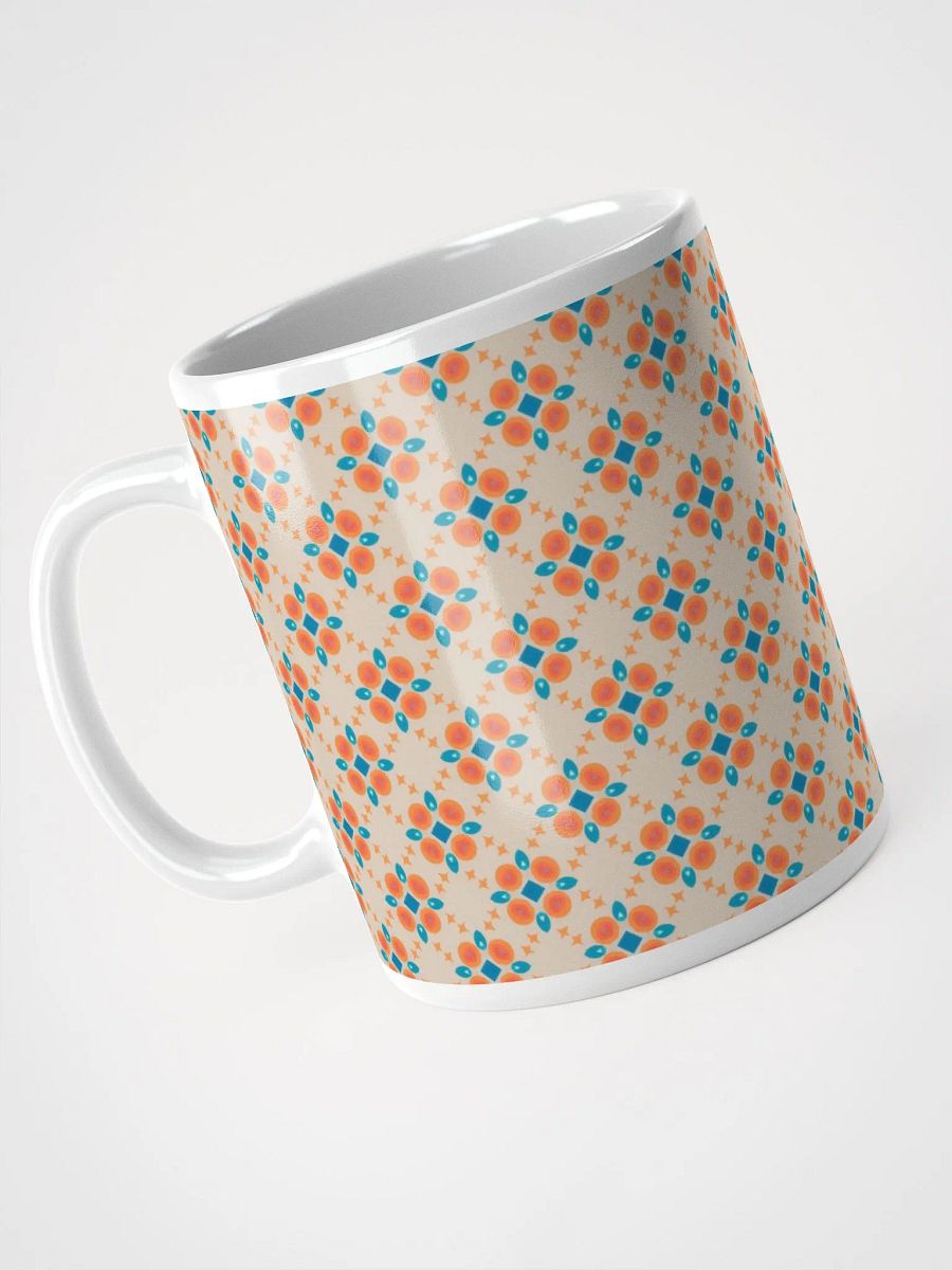 Cream Orange & Blue Diamond Floral Ceramic Mug product image (3)