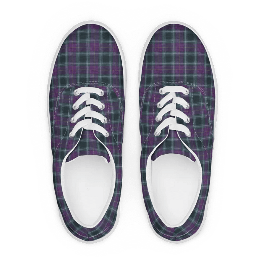 Purple/Green Plaid Women's Lace-Up Canvas Shoes product image (1)
