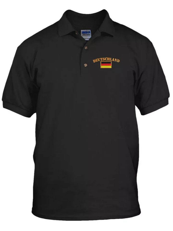 DEUTSCHLAND GERMANY FLAG Embroidery Embroidered Golf Polo Shirt product image (1)