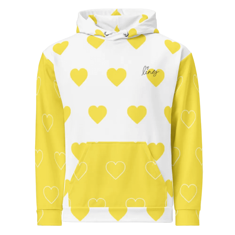 Lingling Kwong Heart Design Unisex Hoodie (White & Yellow) product image (12)