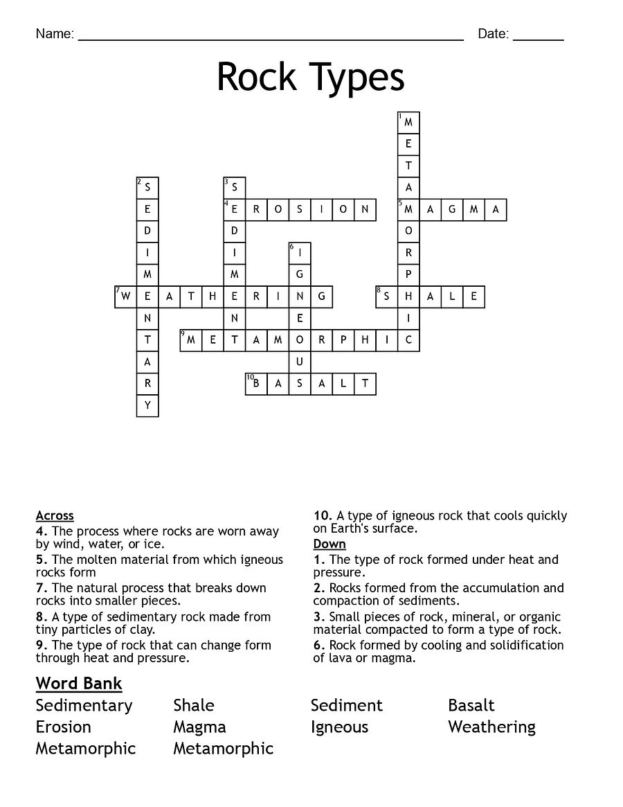 Three Types of Rocks Crossword Puzzle product image (3)