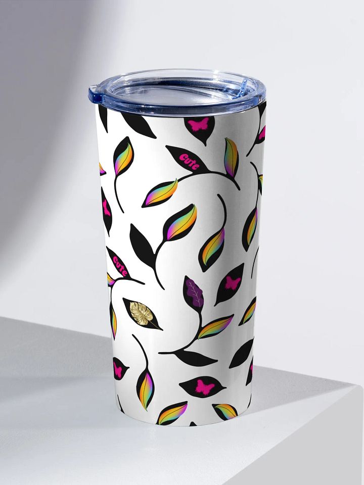 Cute Leaves and Butterflies 20oz Vacuum insulated Stainless Steel Tumbler with reusable Straw, Lead proof cup lid. Tumbler Mug Flasks product image (2)