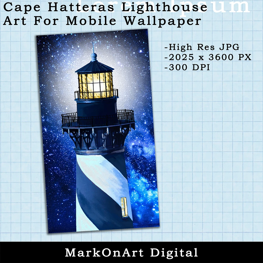Cape Hatteras Lighthouse Art For Mobile Phone Wallpaper or Lock Screen | High Res for iPhone or Android Cellphones product image (2)