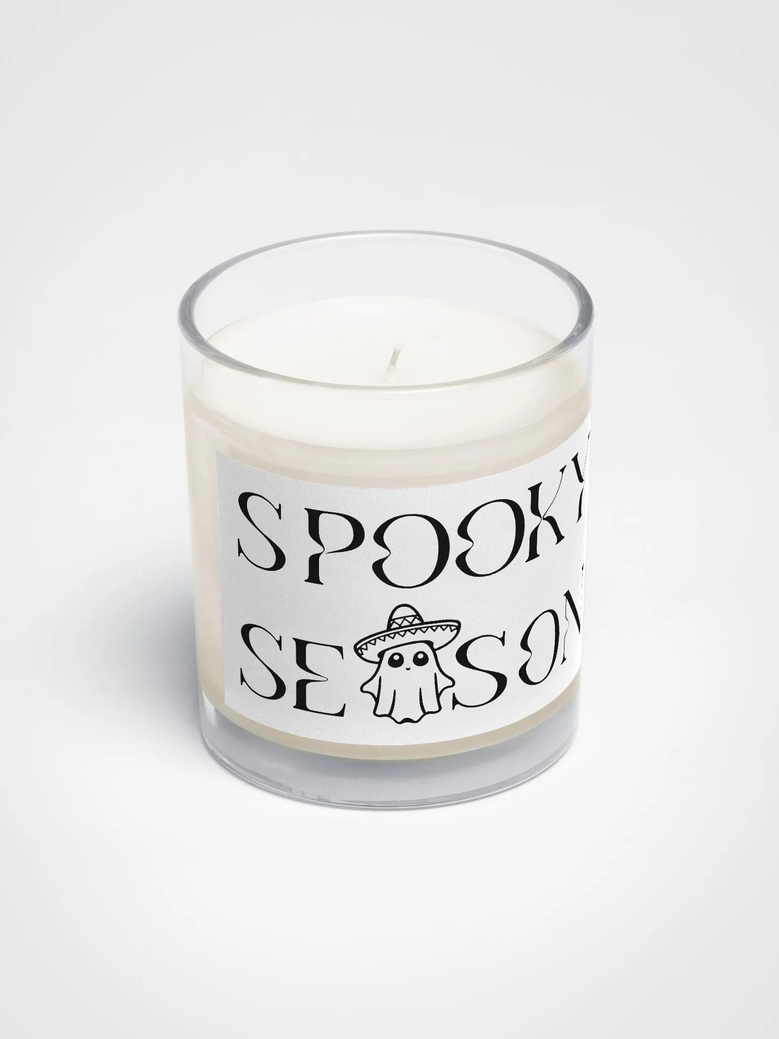 Spooky Season Sombrero Ghost Monochrome Soy Wax Glass Jar Candle product image (2)