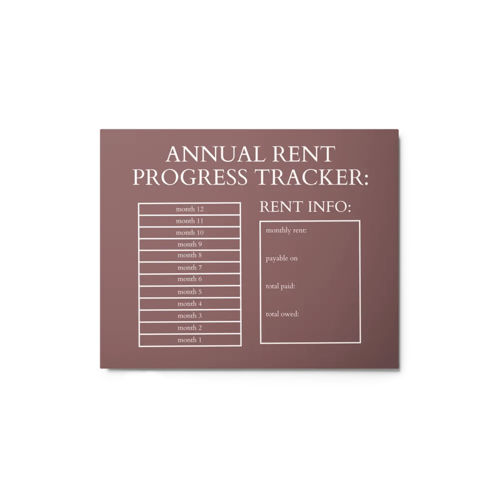 HIGHFALUTIN ANNUAL RENT TRACKER (white design 9) product image (1)