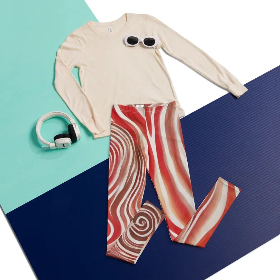 Funky Red Liquid Tie-Dye Explosion Youth Leggings product image (5)