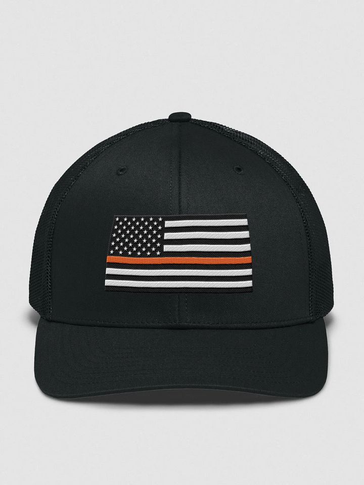 Orange Stripe American Flag Trucker Hat product image (1)