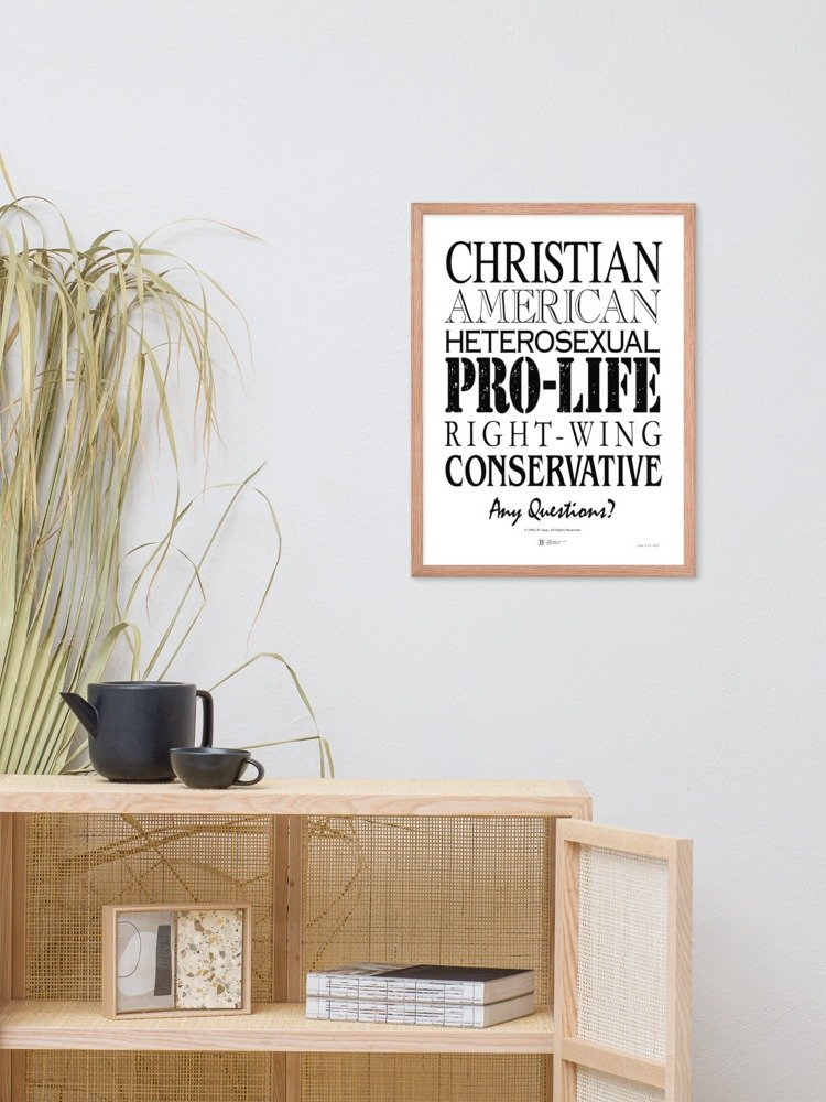 Patriotic Conservative Christian, Pro Life Right Wing Framed poster, Heterosexual American Pride Poster, Political Graphic Poster Print product image (8)