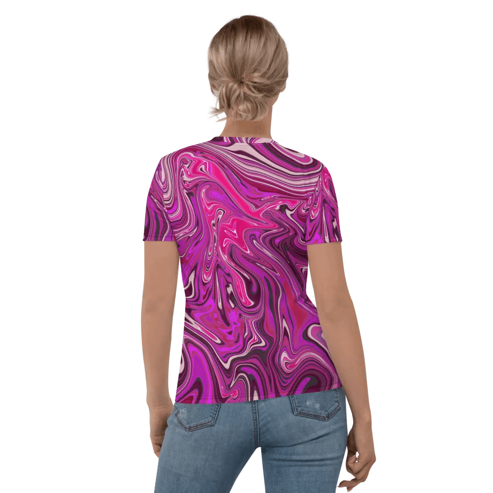 Women's Crew Neck Tshirt - Pink and Purple Digital Fluid Art product image (4)