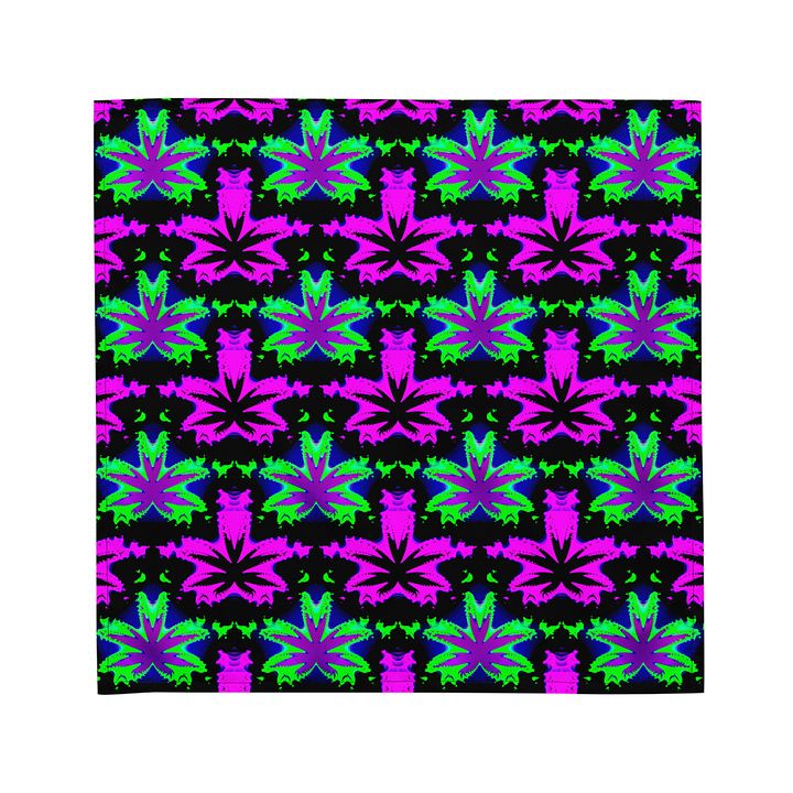 Twisted Cannabis Leaf Bandana, Black Neon Pink Green Weird Weed Art, 420 Stoner Style Accessory product image (4)