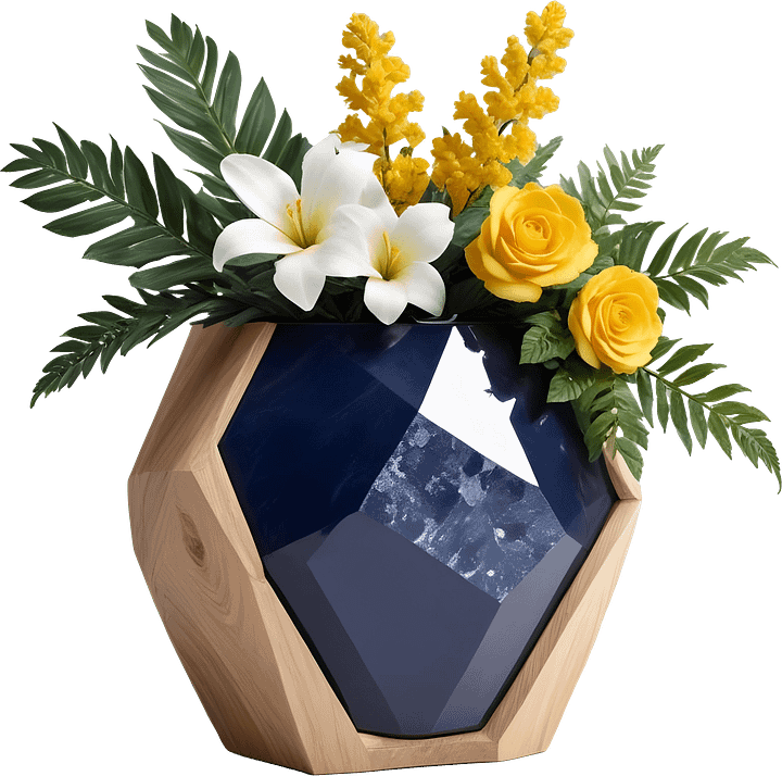 Golden Tides – Tropical Luxe Faceted Vase PNG product image (1)
