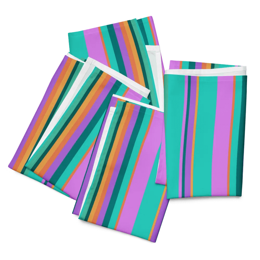 Set of Colorful Striped Party Time! Cloth Napkins product image (8)