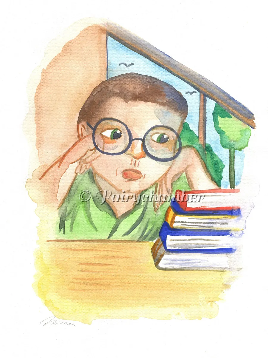 Homework...again Original Watercolor Painting product image (1)