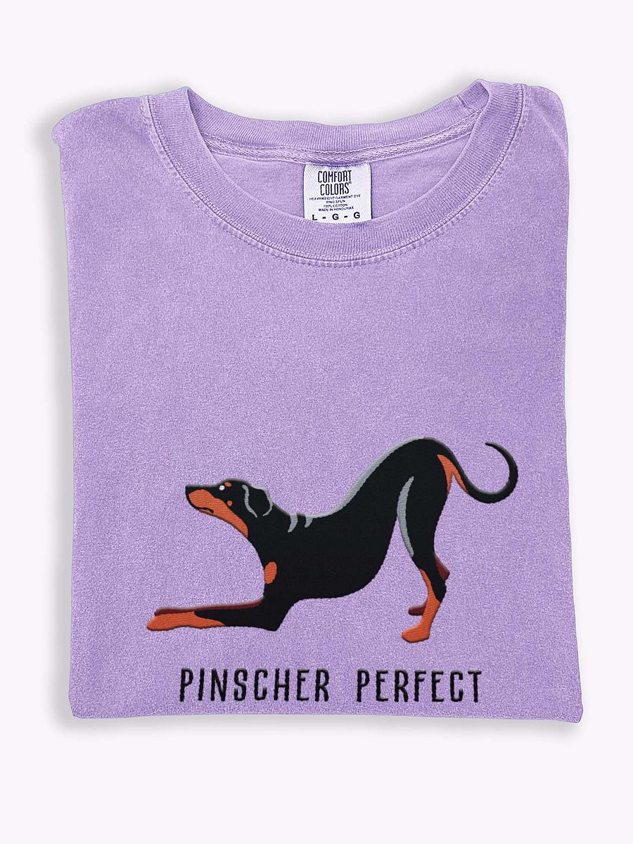 Pinscher Perfect T-Shirt(Embroidered) of a Doberman Pinscher(Full Tail & Ears) product image (1)