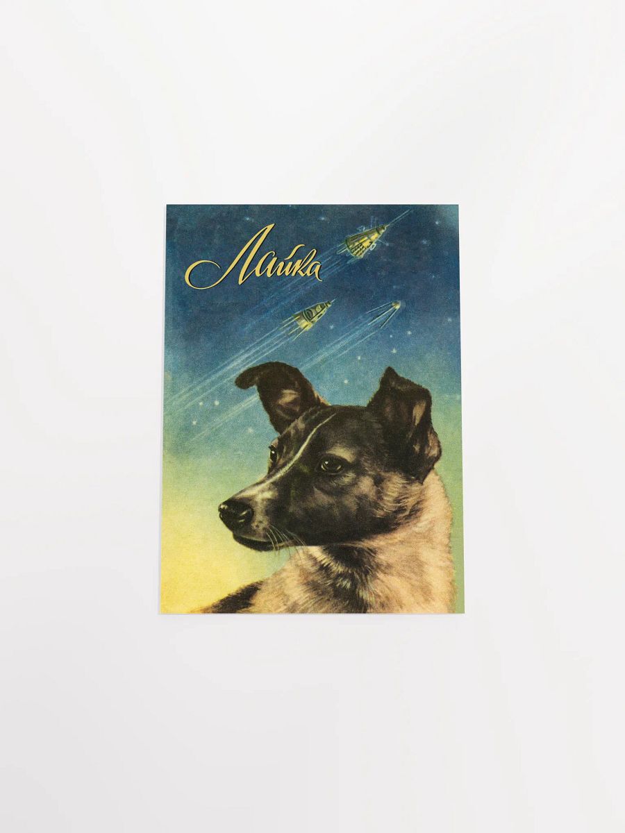 Laika, first space dog, USSR — Soviet vintage space art poster product image (24)